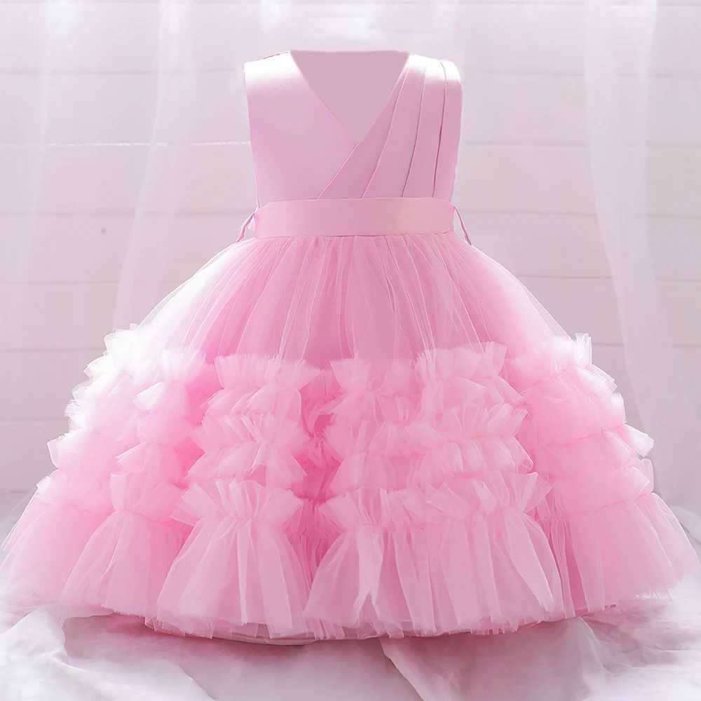 Baby Girls Dress Lace Newborn 1st Birthday Pink Princess Girl Dress For Wedding Party Tulle Dresses Toddler Baptism Evening Gown X250203