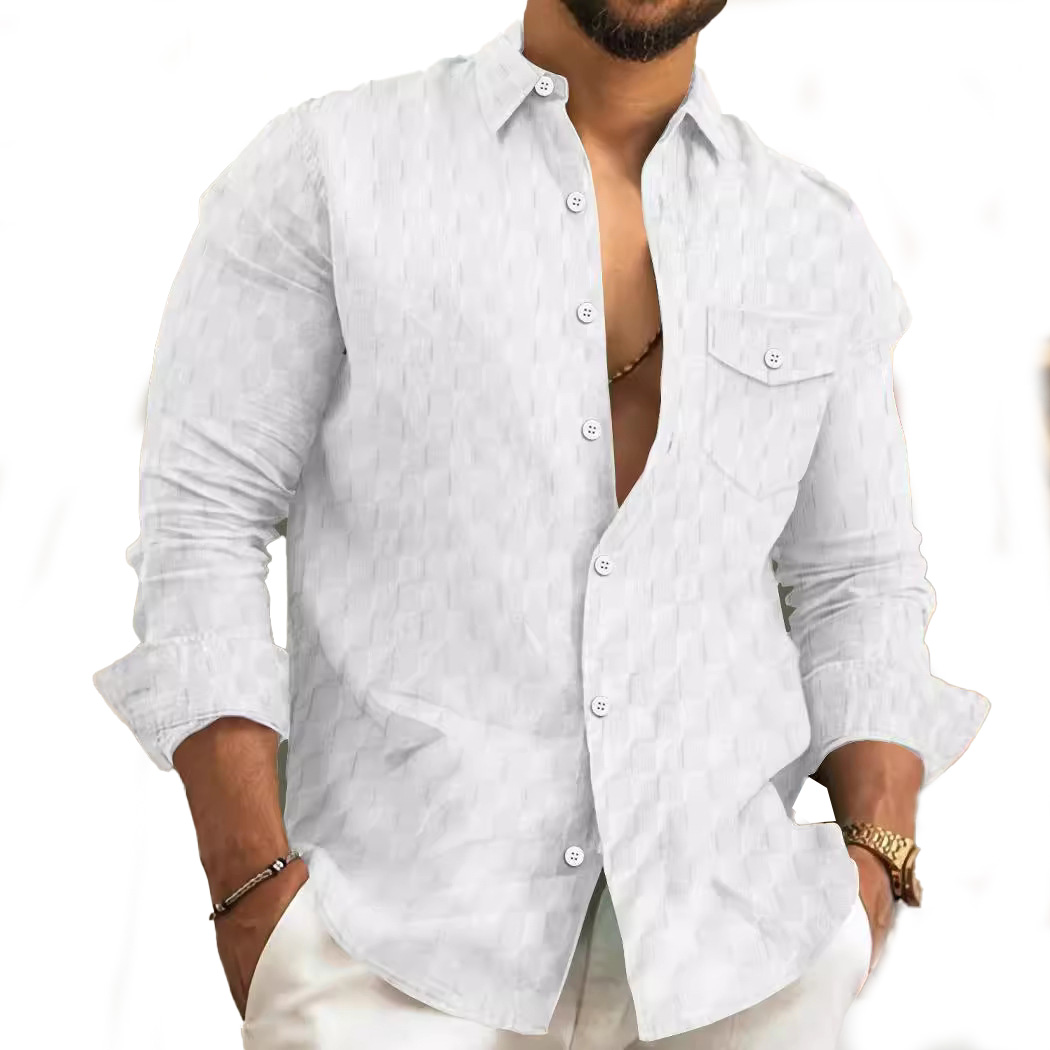 2025 Men's Autumn Winter Long Sleeve Plaid Shirt Casual Shirts for Men Oversized Shirts Male black white designer fashion blouse top