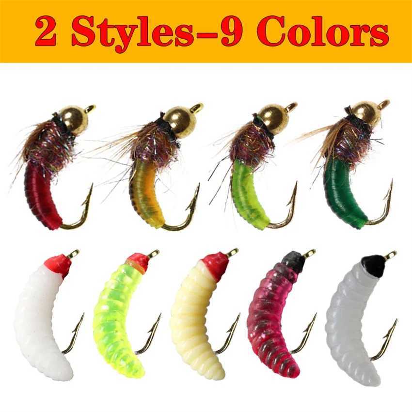 3Pieces Brass Bead Head Fast Sinking Nymph Maggots Bug Worm Flies Trout Fly Fishing Lure BaitXJ250122