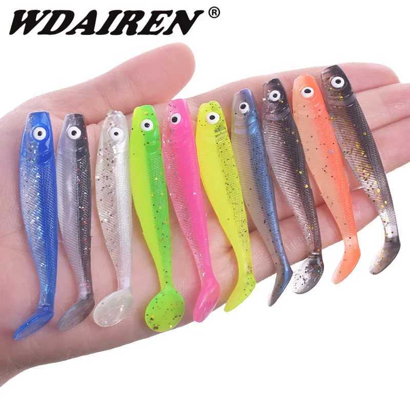 10 Pcs Jigging Wobblers Soft Baits 6.5cm 2g 3D Eyes Aritificial Silicone Bait Fishing Lure T Tail Bass Pike Pesca Fishing TackleXJ250122