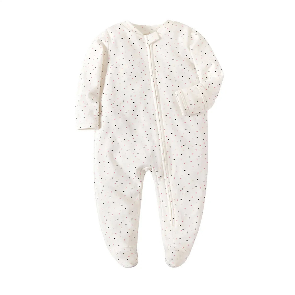 Boys Girls Jumpsuit Zipper Footed Solid LongSleeve Pajamas Sleepsuits Organic Cotton Baby Rompers Waffle 100% Infant 250117