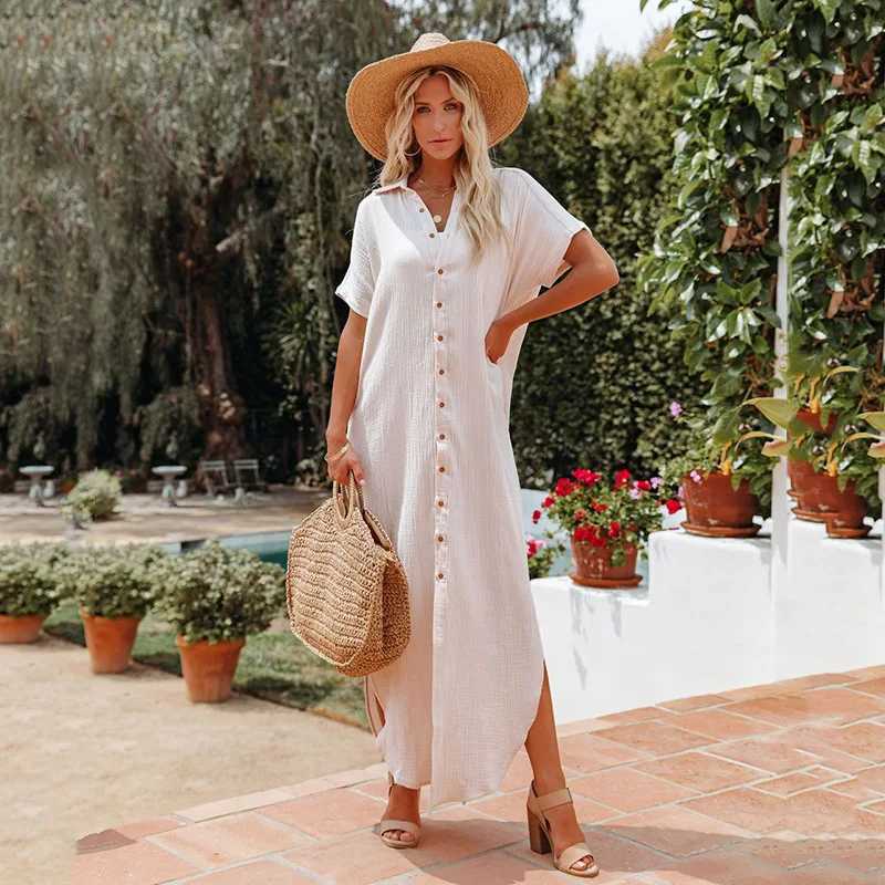 Para Praia bikini top short sleeved beachwear kimono beachwear long skirt long Dr Sarong womens loose open top swimsuit W250120