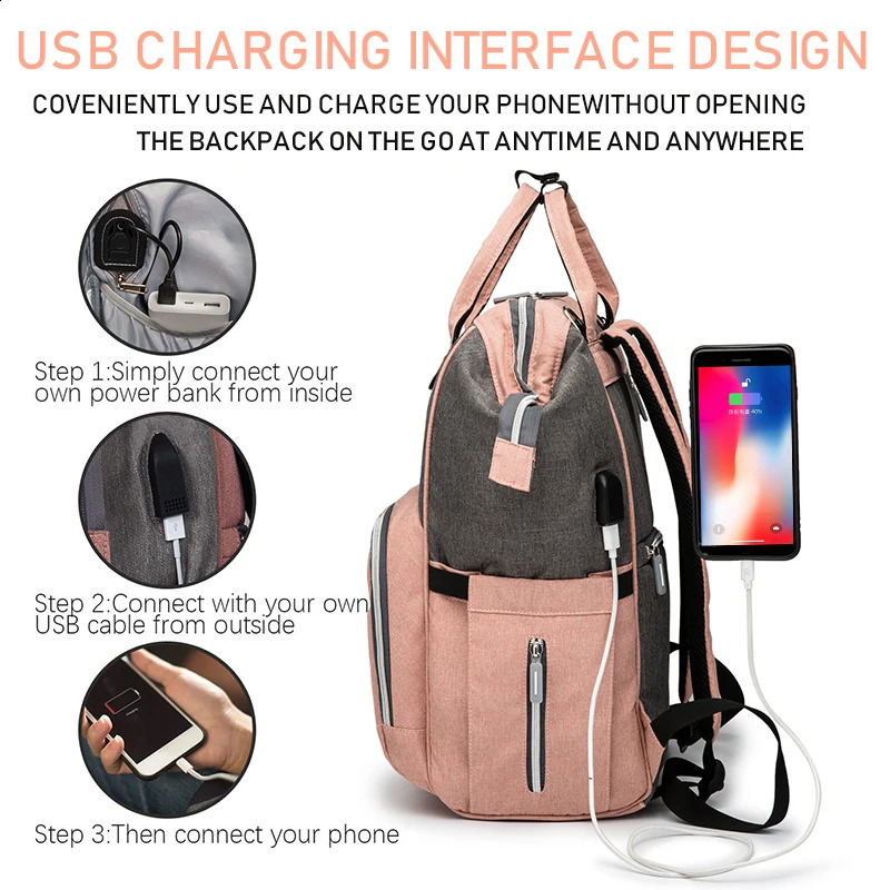 USB Waterproof Charger Diaper Backpack Bag Maternity Nursing Universal Large Woman Travel Baby Organizer Stroller Bags 250117
