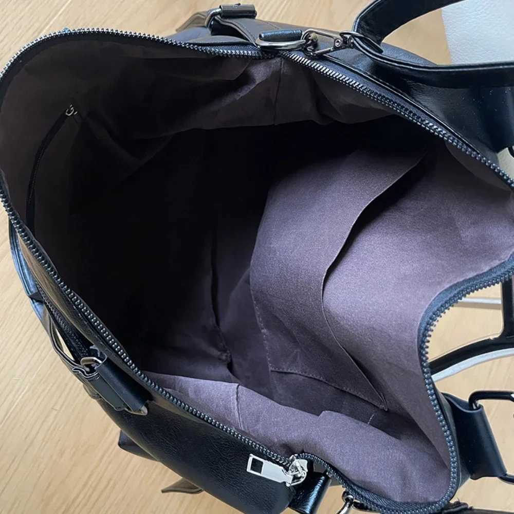 Large Capacity Black Shoulder Bags For Women Large Shopper Bag Solid Color Soft Leather Crossbody Handbag Lady Travel Tote BagXJ250121