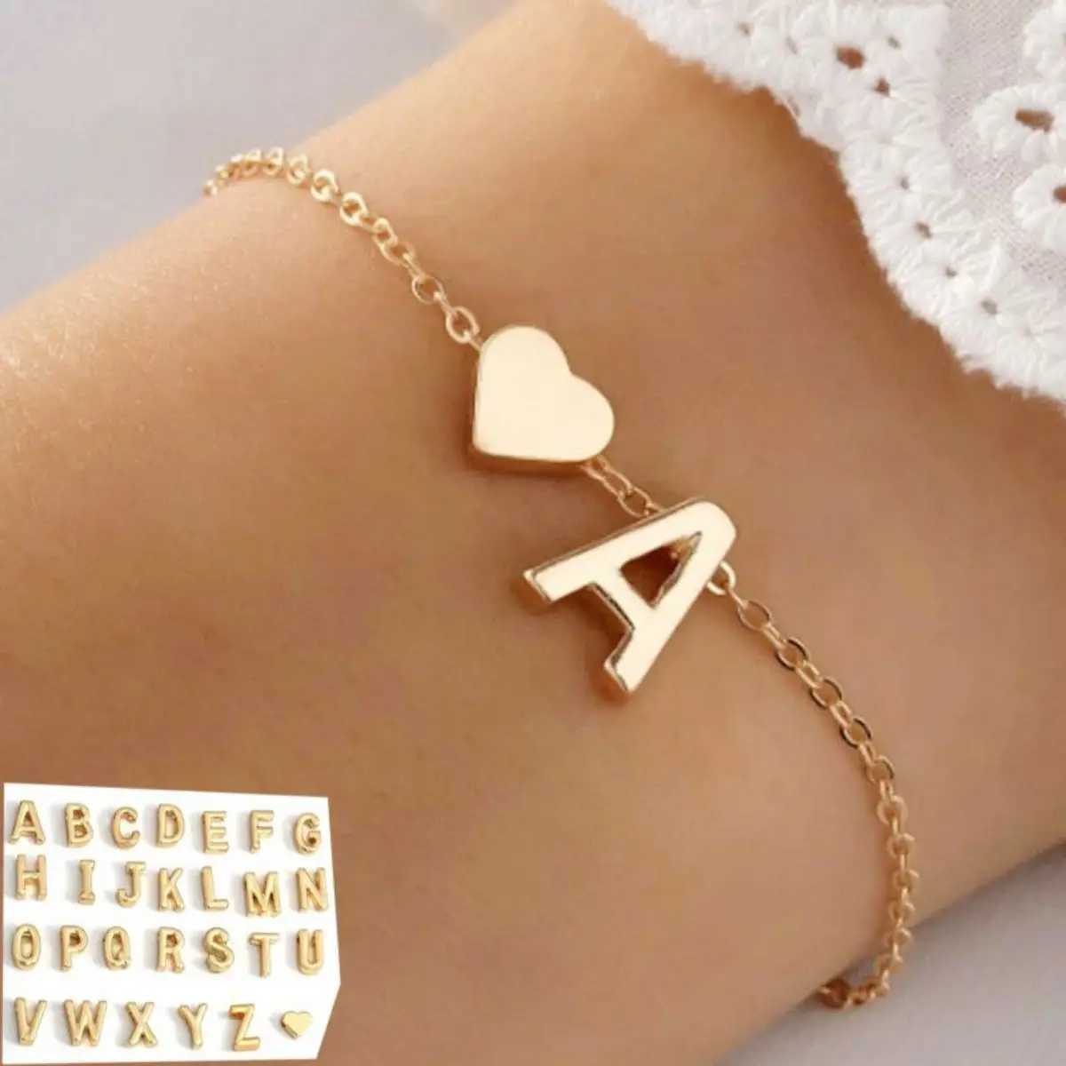 26 Letters Fashion English Initial Letter Heart Bracelet DIY Personalized Name Bracelets Girls Women Anniversary Jewelry Gifts W250121