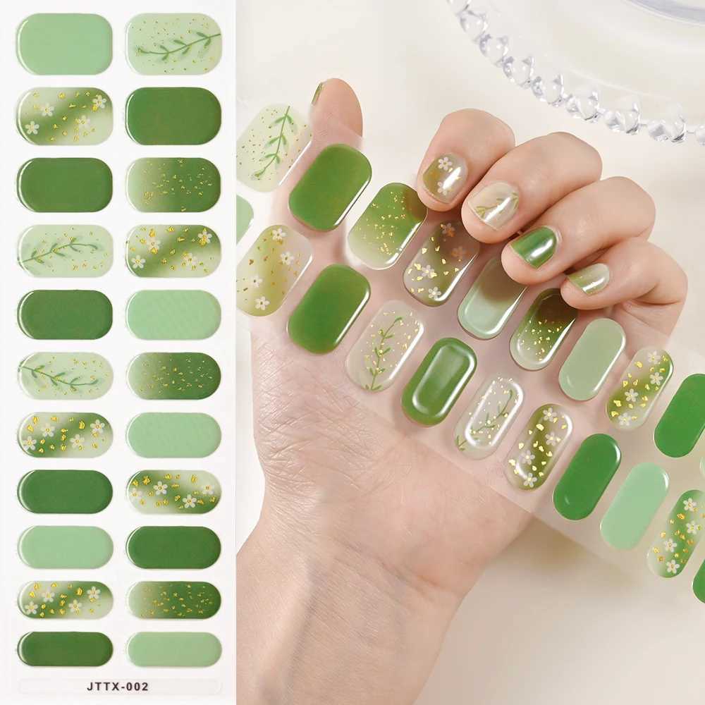 1Sheet Cured Gel Nail Strips Sticker Long-Lasting Nail Polish Strips Wraps Full Cover Gel Nail Art Stickers UV/LED Lamp RequiredXJ250120