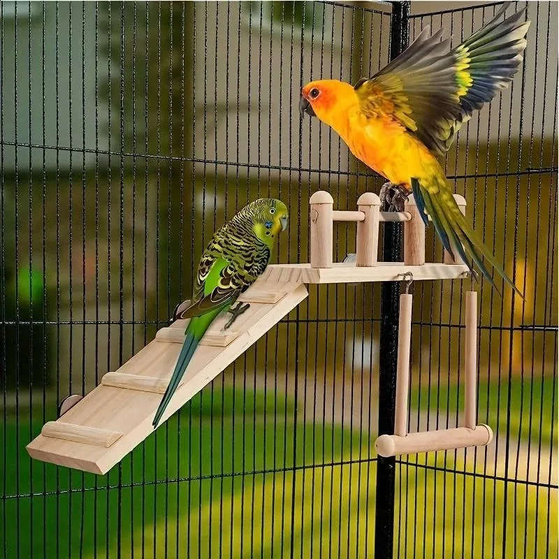 Bird Perches Platform Swing Climbing Ladder Parrot Cage Accessories Wooden Playing Gyms Exercise Stands Parrot Cage Toys Sets 250121