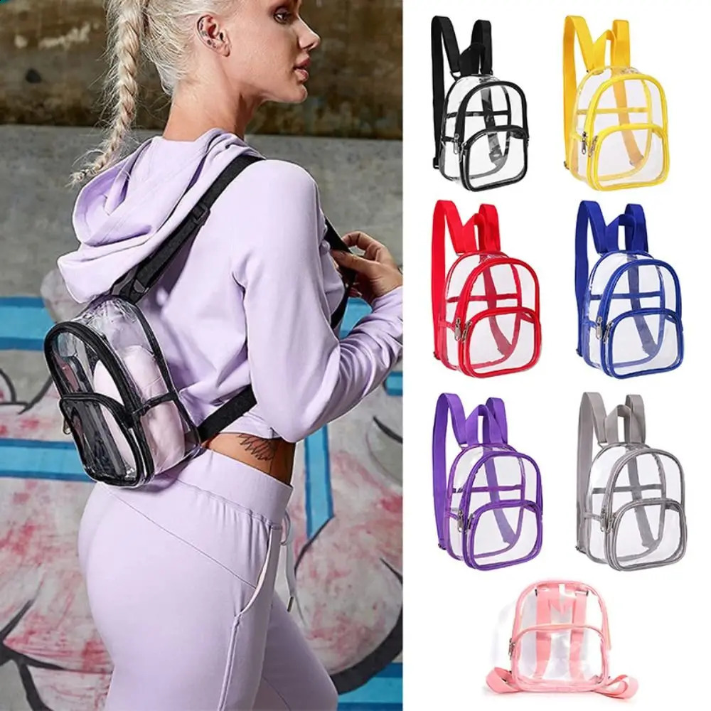 Summer Fashion Transparent PVC Backpack Women Travel Knapsack Student School Bags Small Handbags Casual Mini Rucksack 250122