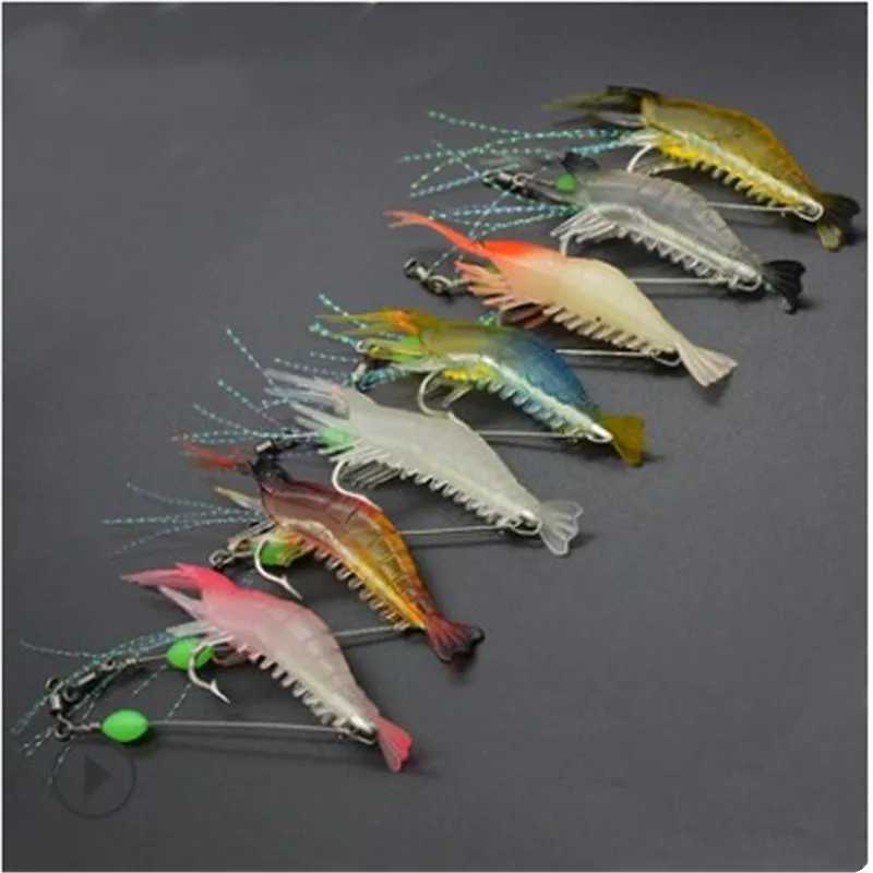 1pcs 8cm/5g Luminous Simulation Prawn Soft Shrimp Floating Shaped Worn Fake lure Hook Isca Fishing Lure Artificial BaitXJ250122