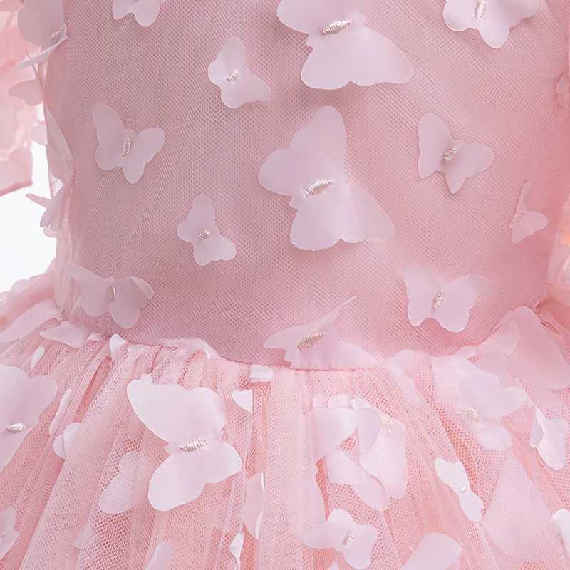 1 2 3 4 5 6 Years Butterfly Girls Dress Summer Mesh Fashion Bow Little Princess Baby Dress Christmas Birthday Gifts Kids Clothes X250203