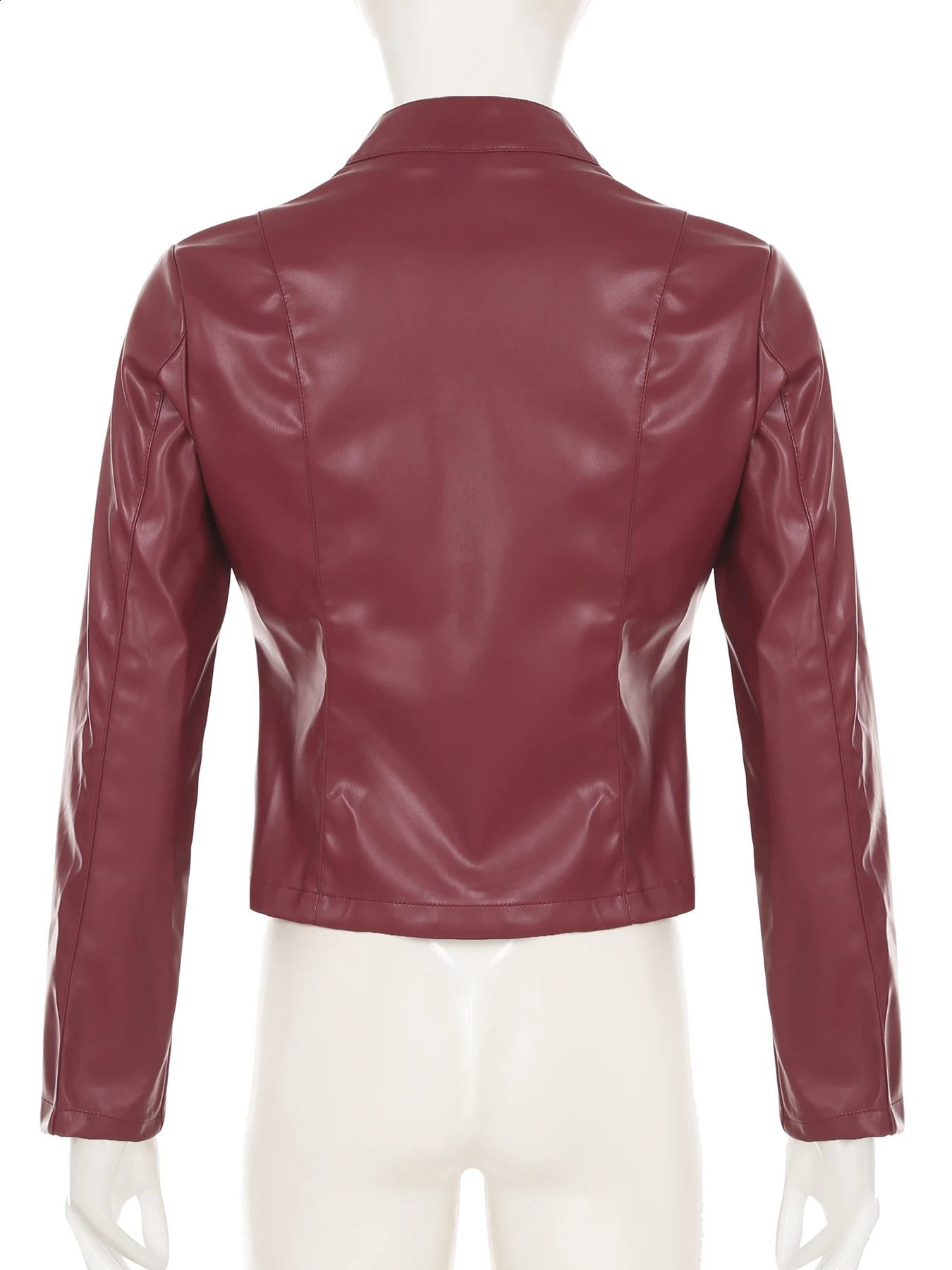 Rockmore Womens PU Leather Jackets Streetwear Basic Zipper Coats Autumn Vintage Solid Outerwear Y2k Clothes Aesthetic 90s Tops 250122