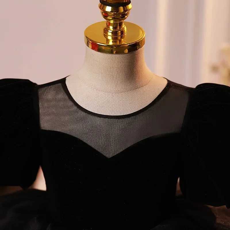 2024 New Black Baby Spanish Royal Dress Childrens Birthday Baptist Dress Childrens Elegant Girl Boutique Party Vest Clothing X250203