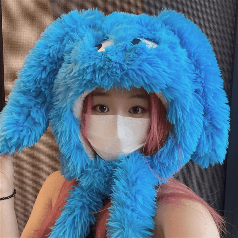 Comfortable long ear big eye dog hat - Cute cartoon womens winter hat suitable for Christmas 250109