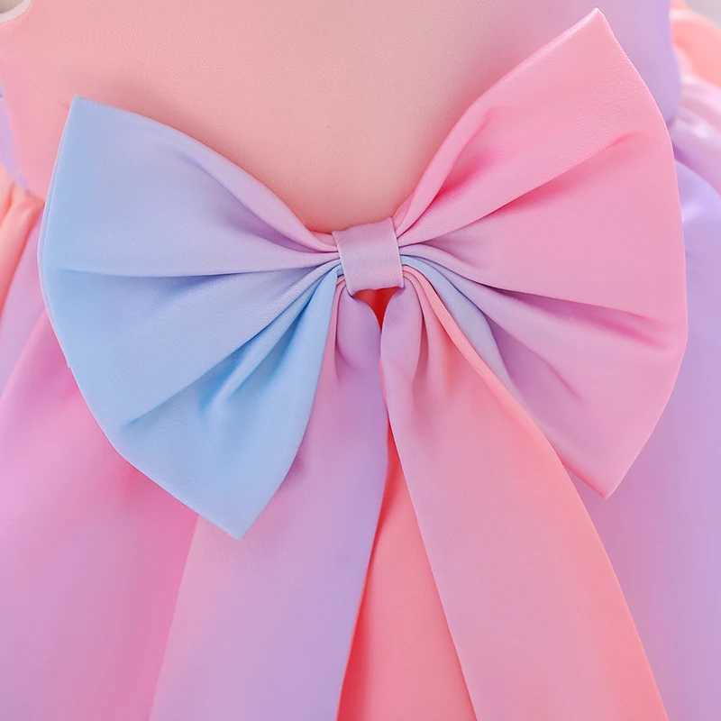 Summer Newborn Baptism 1 Year Birthday Dress For Baby Girl Colorful Princess Dresses Party Dress Child Costumes Gradient X250203