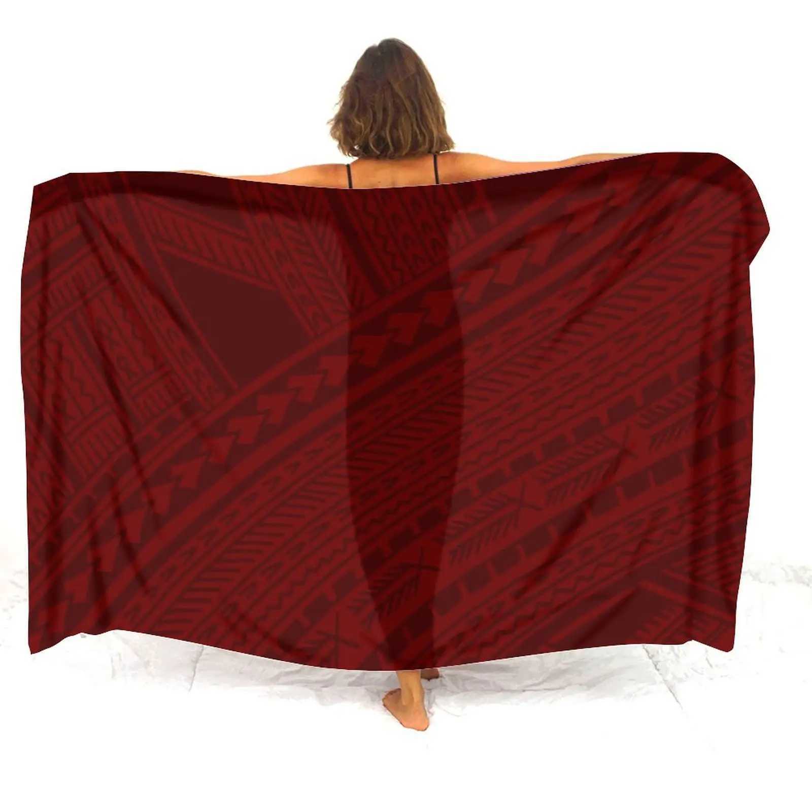 Traditional Polynesian Art Print Custom High Quty Fashion Sarong Seaside Style Womens Bikini One-Piece Imitation Tan Coat W250120