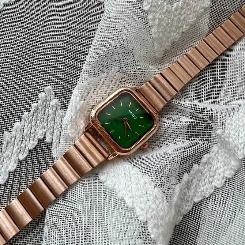 Hot S Wen Quartz Watch Square Dial Stainless Steel Bamboo Strap Casual Fashion Wristwatch Womens Watch Dropsing X250203