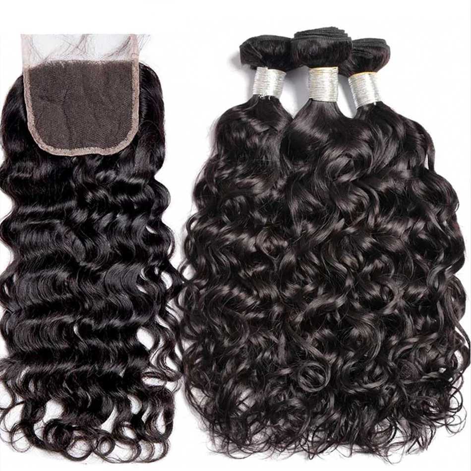 Water Wave Bundles Human Hair With Clo 13x4 HD Transparent Lace Frontal 100% Natural Human Hair Extensions Deep Wave HairXJ250120