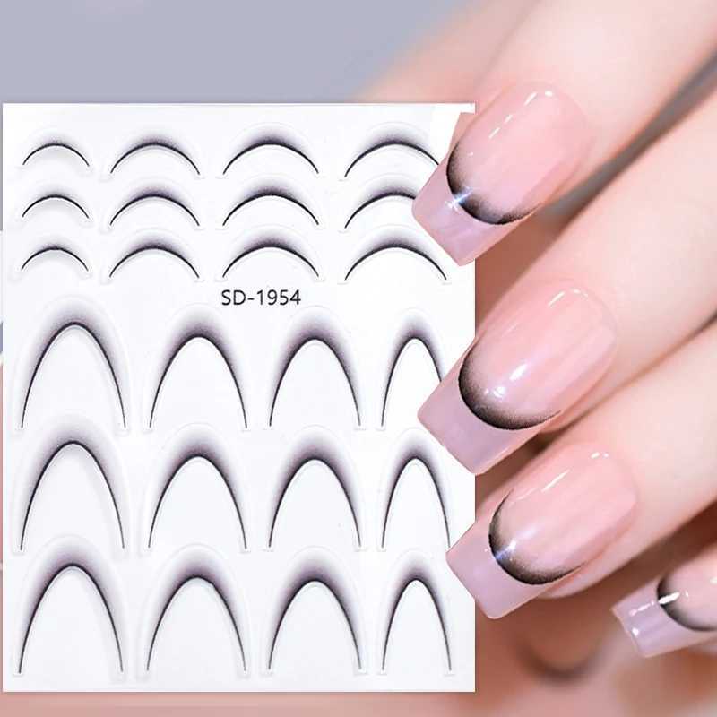Gradient Color Line Design French Nail Art Stickers Self-Adhesive ail Tips Guides for DIY Decoration Stencil ToolsXJ250120