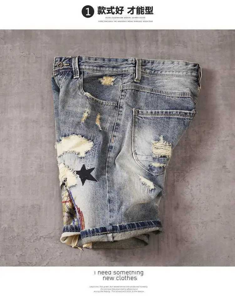 Fashion Trendy Casual Denim Knee Length Jeans for Men Summer Classic Stylish Embroidered Denim Shorts for Cowboy Male Shorts X250203