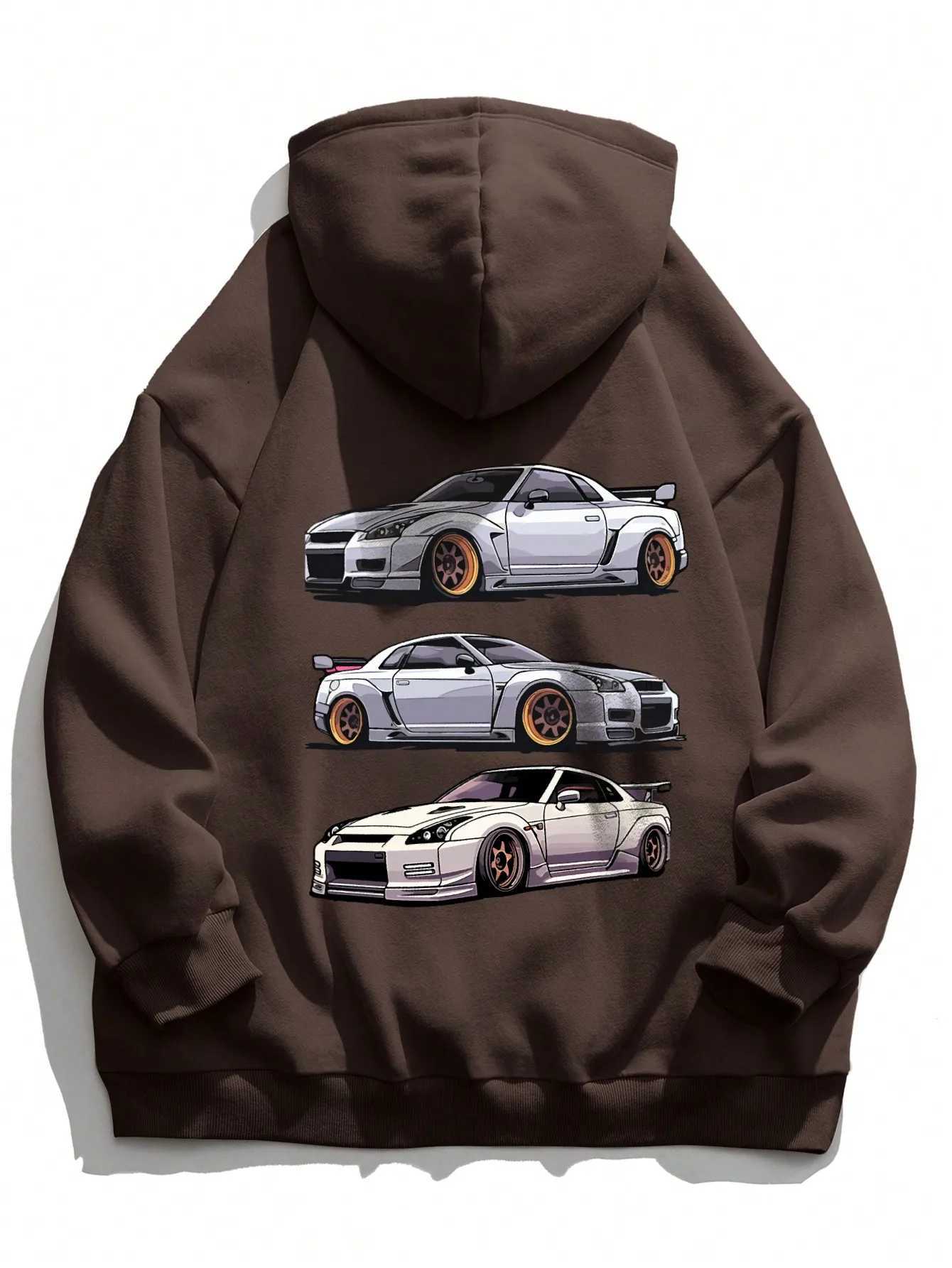 Mens Car Printed Drawstring Hoodie Autumn and Winter Casual Loose Pullover Sweatshirt Fashion Sweatshirt Long Sleeve S-3XLXJ2500118