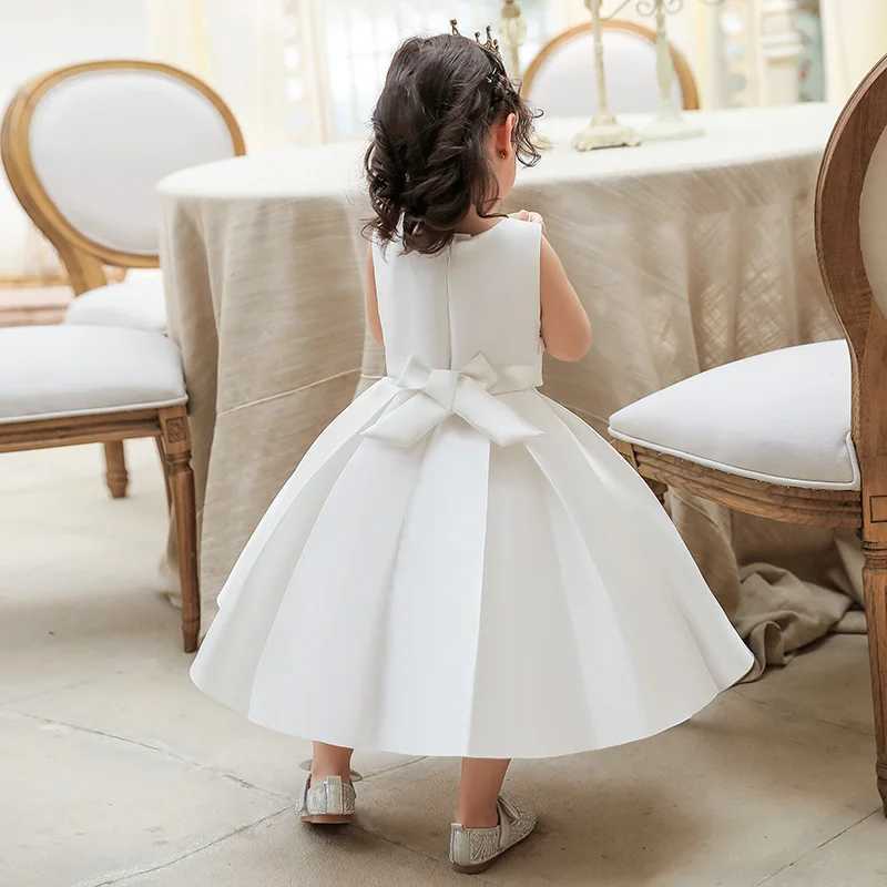 Summer Baptism Bow Princess Party Clothing Kids Costume Toddler Girl Clothes Elegant 1st Birthday Dress Christening Dress X250203
