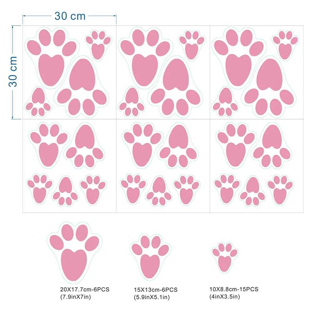 24pcs Rabbit Footprints Sticker Floor Stickers Decals Easter Bunny Feet Decal Window Clings PVC Ceiling ral Free shipping