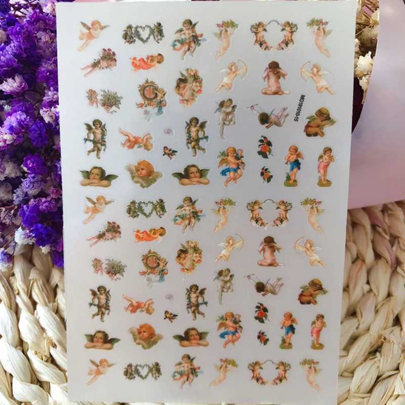 Angel Cupid Nail Stickers Charm DIY 3D Angel Flower Pattern Nail Art Decoration Self-Adhesive Transfer Decals Slider AccessoryXJ250120