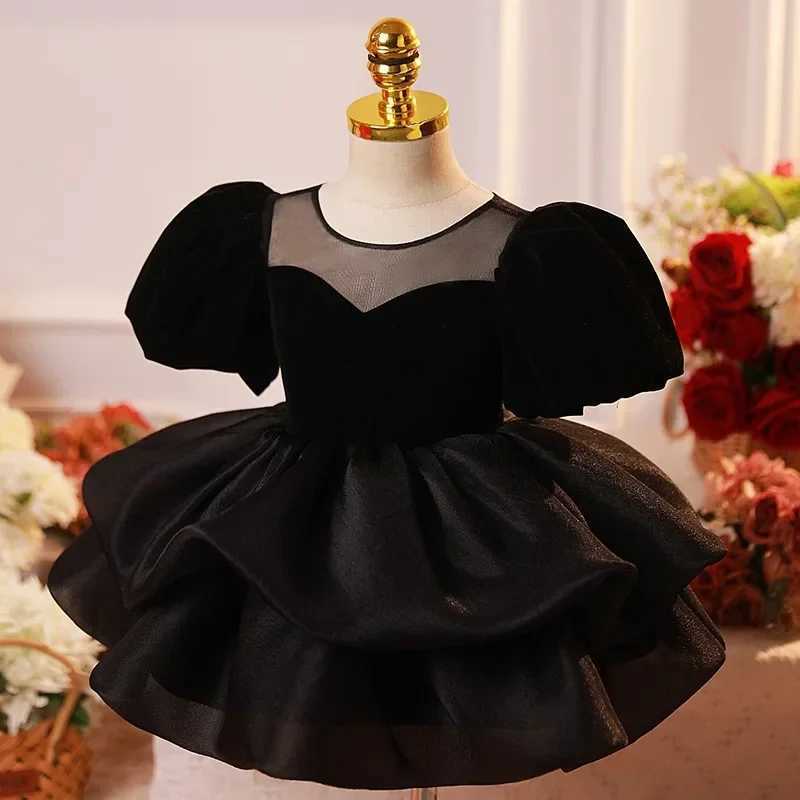 2024 New Black Baby Spanish Royal Dress Childrens Birthday Baptist Dress Childrens Elegant Girl Boutique Party Vest Clothing X250203