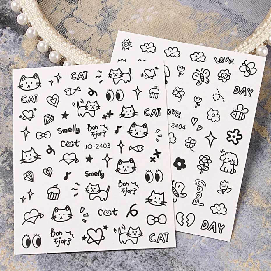 3D Cartoon Cute Cat Nail Childlike Stickers Kawaii Puppy Dog Graffiti Animals Series New Nail Art Tattoo Design Manicure DecalXJ250120