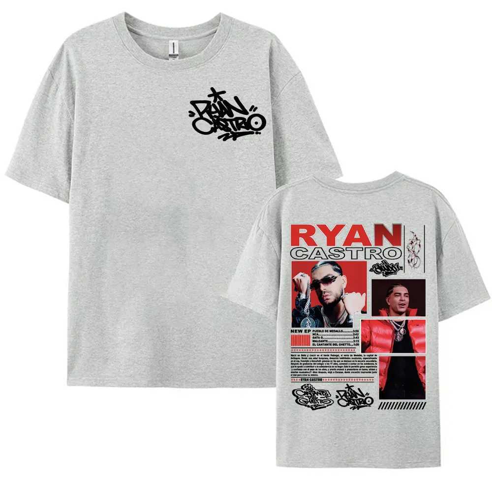 Rapper Ryan Castro Music Album Tour 2025 Cover T-shirts for Men Women Harajuku Fashion 100% Cotton Oversized T Shirts Streetwear X250203