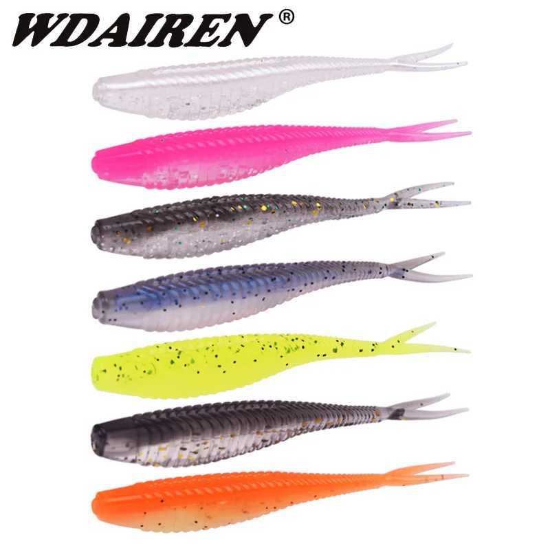 10pcs/Lot Fishing Fork Tail Soft Bait 70mm 1.8g Jigging Wobblers Artificial Baits Rubber for Bass Carp Fishing Lures SwimbaitsXJ250122