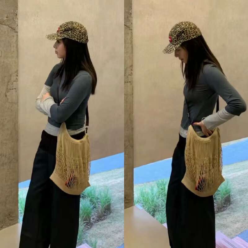 Fashion Hollow Out Women Shoulder Bags Handmade Weave Crossbody Casual Summer Beach Bag Fishnet Tote Shopper Purses 2024