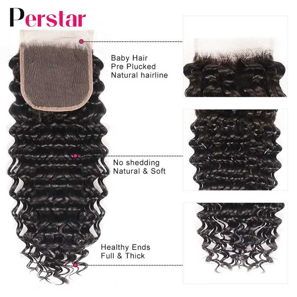 Perstar Brazilian Deep Wave Bundles With Clo Human Hair Weave Bundles With Lace Front Deep Curly Human Hair Extensions RemyXJ250120