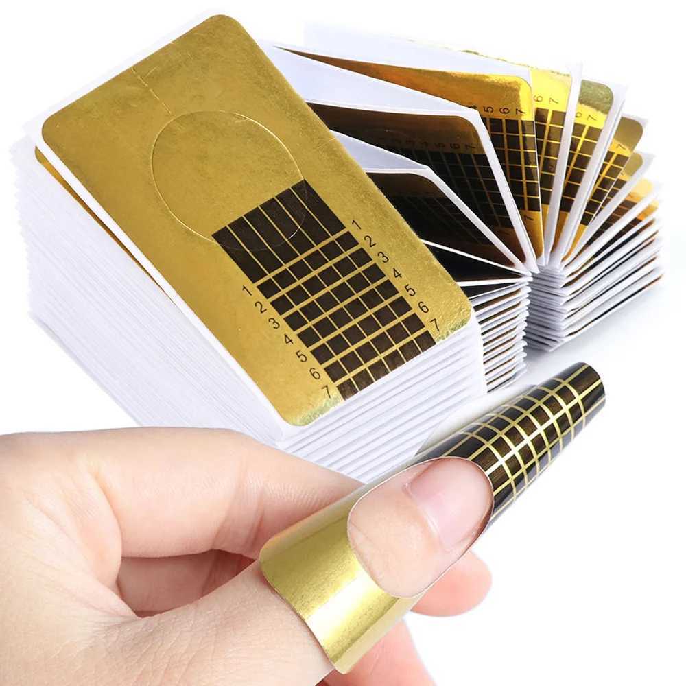 100Pcs French Nail Form Tips Acrylic UV Gel Extension Curl Form Building Gel Sticker Art Manicure StencilXJ250120
