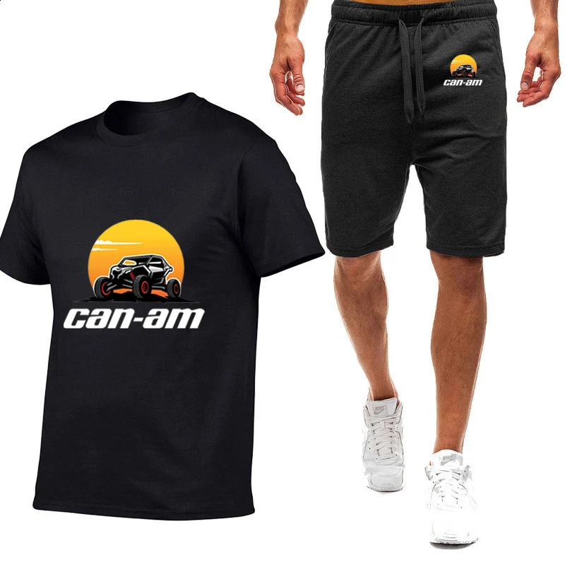 Can Am Motorcycle Printing Men Summer Shortsleeved Tshirt Simple Comfortable Casual Trendy Movement Suit 250108