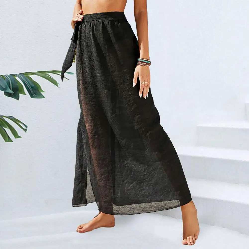 Simple Solid Color Beach Maxi Skirt Bikini Wr Breathable Cover Up Skirt Swimwear Scarf Maxi Cover Up Skirt Beachwear W250120