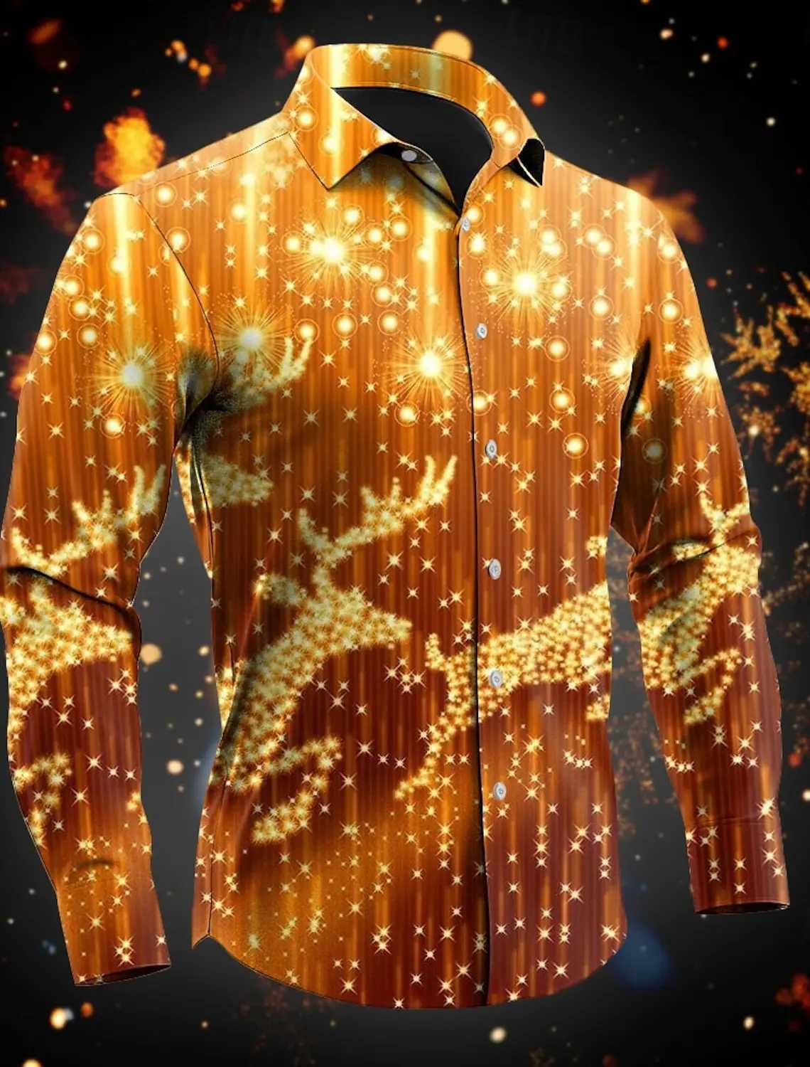 Mens 3D Printed Formal Shirts Christmas Theme Snowflakes Graphic Turn-DownLong Sleeve Shirt Fashion Mens Shirts For MenXJ250121