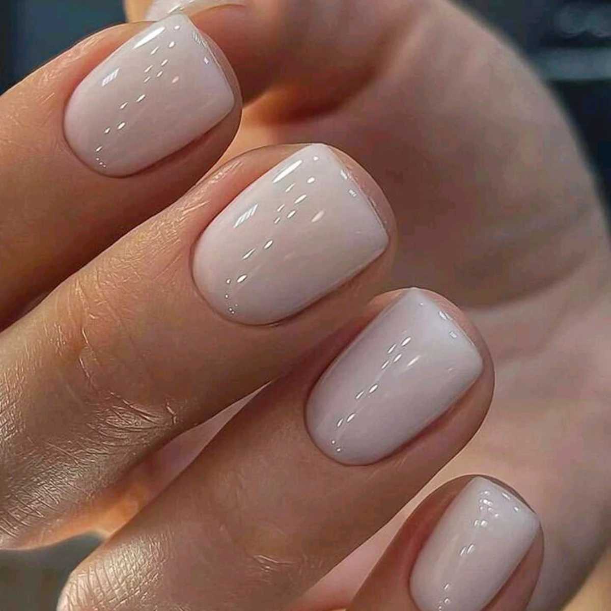 24Pcs/Set Women Girls Short French Milky Gray Trendy Versatile Full Coverage Wearable Fake Nail Press on Nail ArtW250120