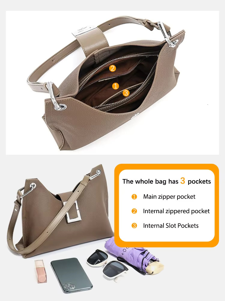 Zency French Designer Handbags Purses Fashion Women Leather High Quality Shoulder Messenger Ladies Underarm Bag