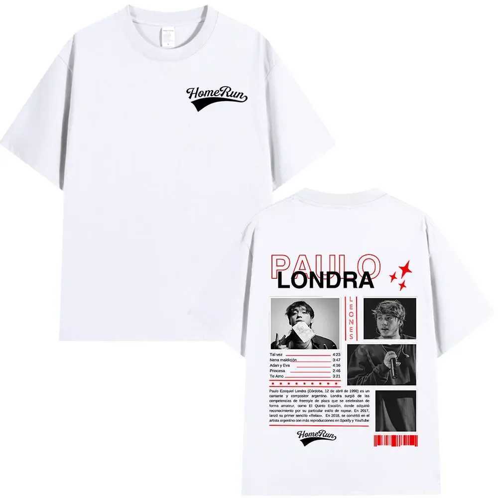 Rap singer Paulo Londra Homerun T-shirt mens fashion hip-hop oversized T-shirt comfortable cotton short sleeved T-shirt streetwear X250203