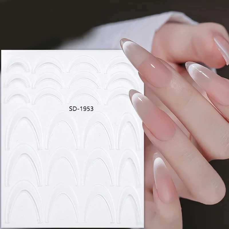 Gradient Color Line Design French Nail Art Stickers Self-Adhesive ail Tips Guides for DIY Decoration Stencil ToolsXJ250120