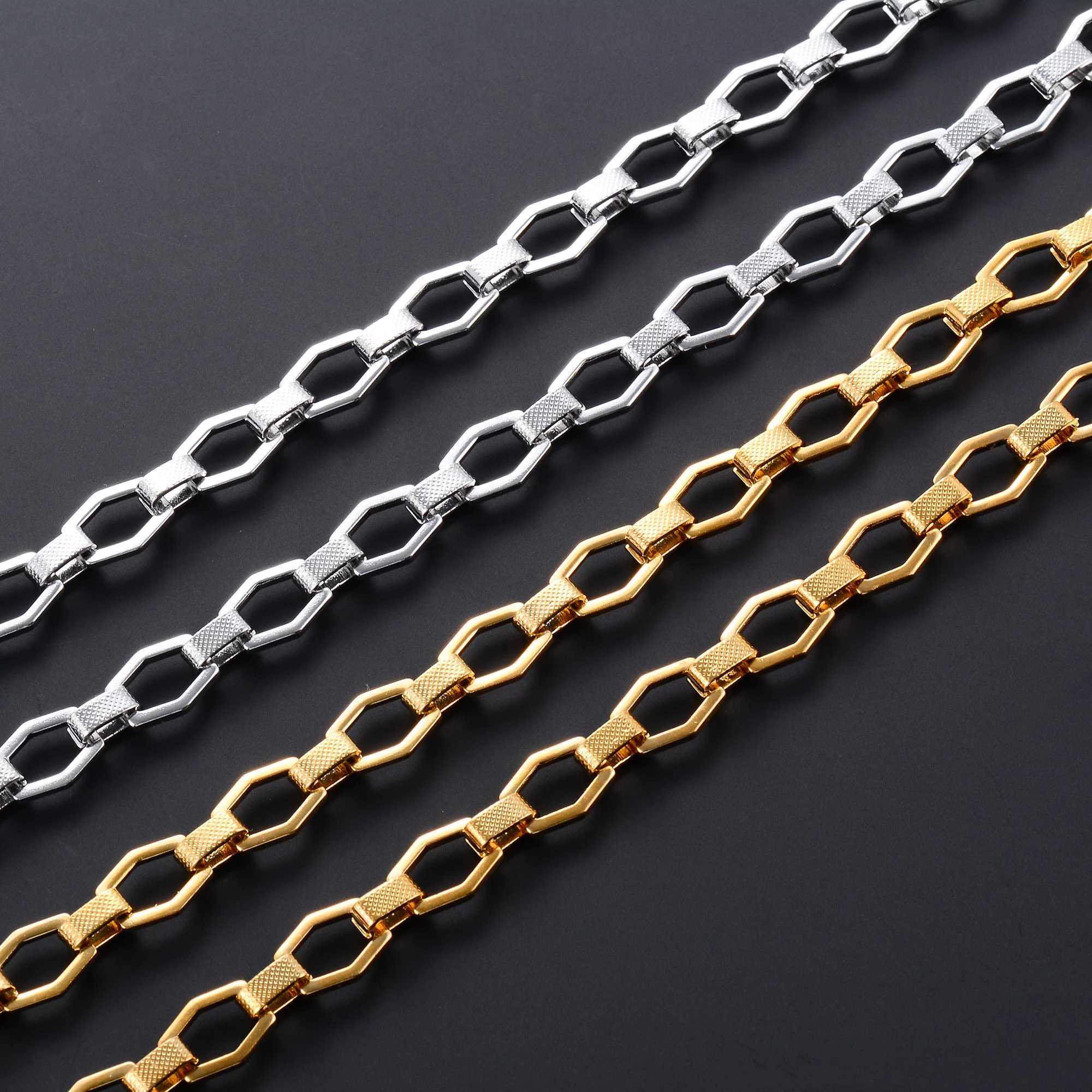 9mm Stainless Steel Link Hexagon Neck Chain Necklace for Women Men Handmade Geometric Chunky Choker Punk Rock Boy Metal JewelryXJ250121