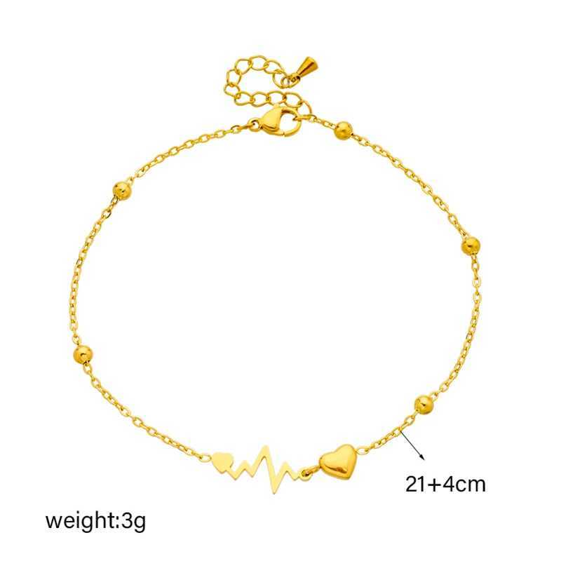 DIEYURO 316L Stainl Steel Heart Electrocardiogram Anklets For Women Girl New Trend Leg Chain Non-fading Jewelry Gift PartyXJ250121