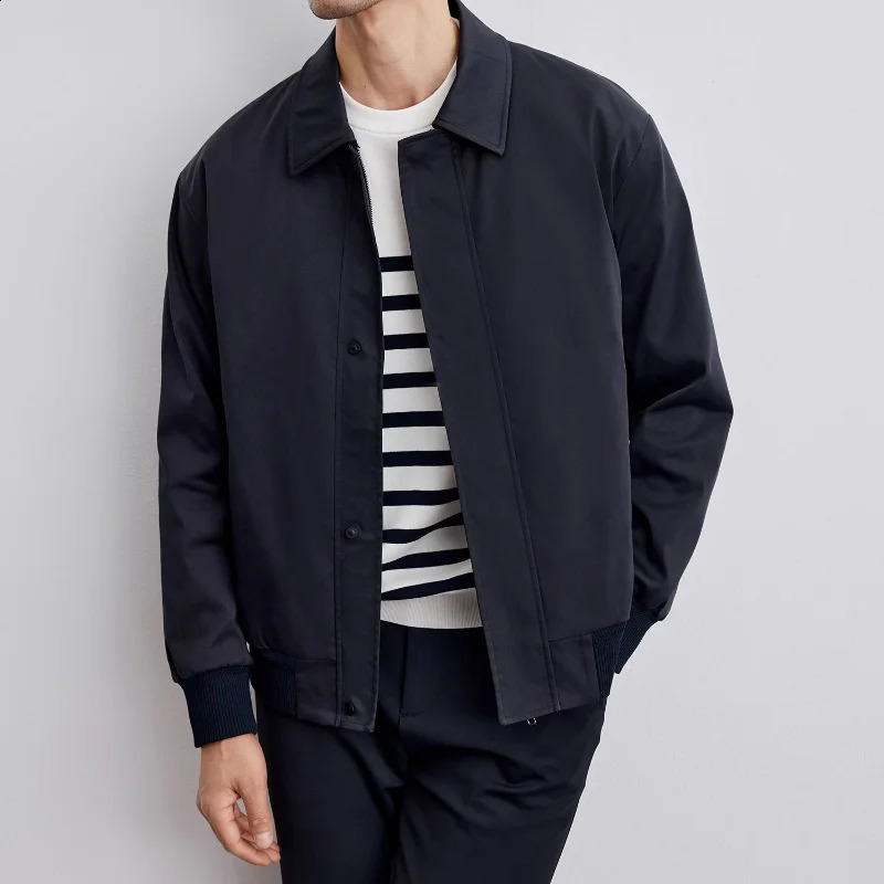 Spring Korean Executive Jackets Mens Solid Lapel Button Zipper Pocket Patchwork Trendy High Quality Solid Long Sleeved Coat Top 250122