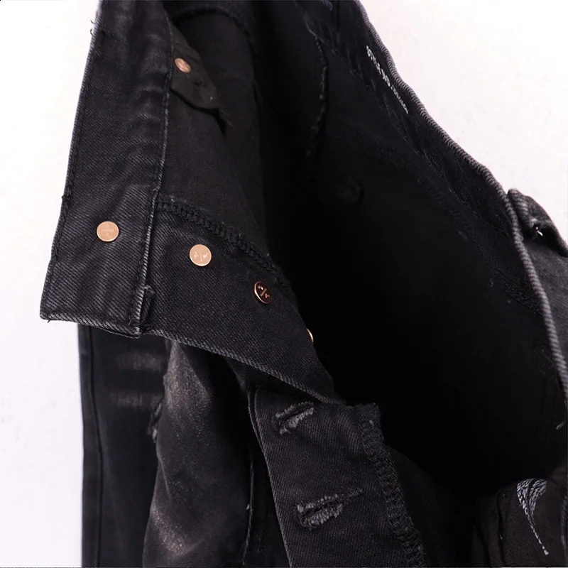 Autumn Winter Jeans Pants Men Woman Vintage Buttons Hip Hop Quality Hole Old Casual Washed Grey Sweatpants 250113