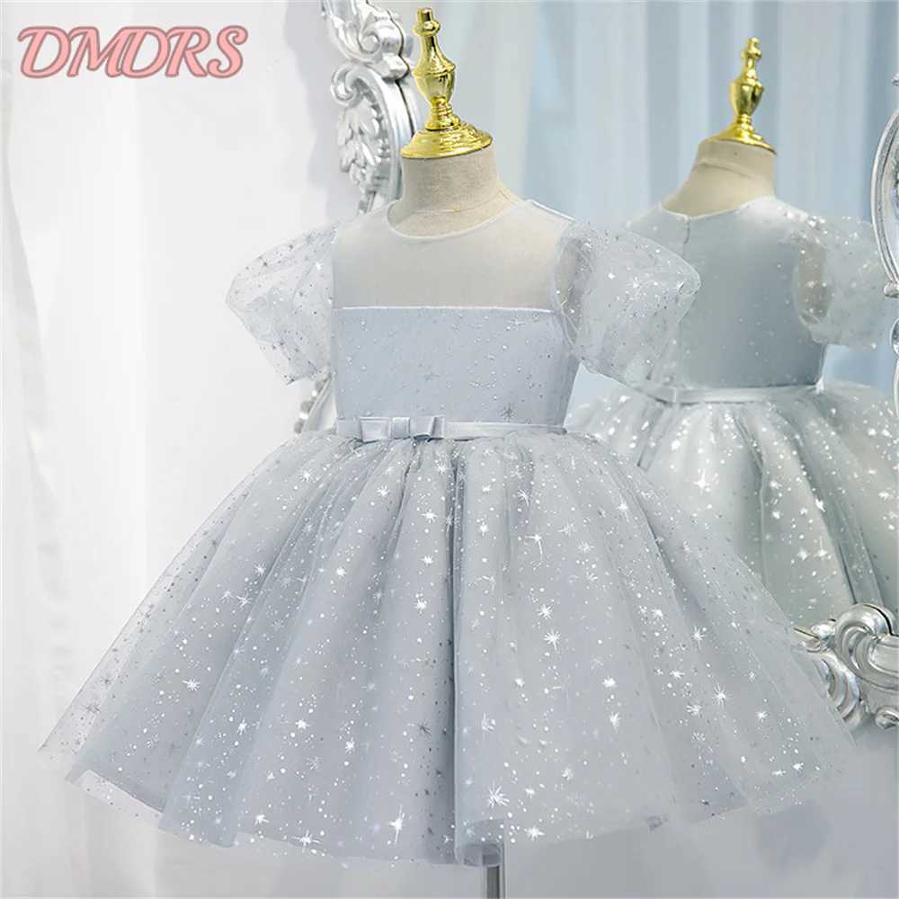 Simple Little Girls First Birthday Ball Gown Multicolor Baptism Toddler Girls Sparkle Sequin Puffy Dress Elegant Evening Dress X250203