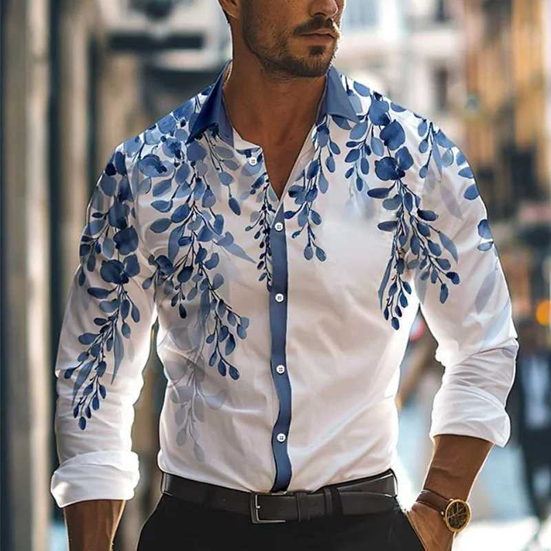 Mens Business Casual 3D Printed Shirt Work Daily Wear Streetwear Spring Summer Lapel S-5XL Long Sleeve Stretch Fabric ShirtXJ250121