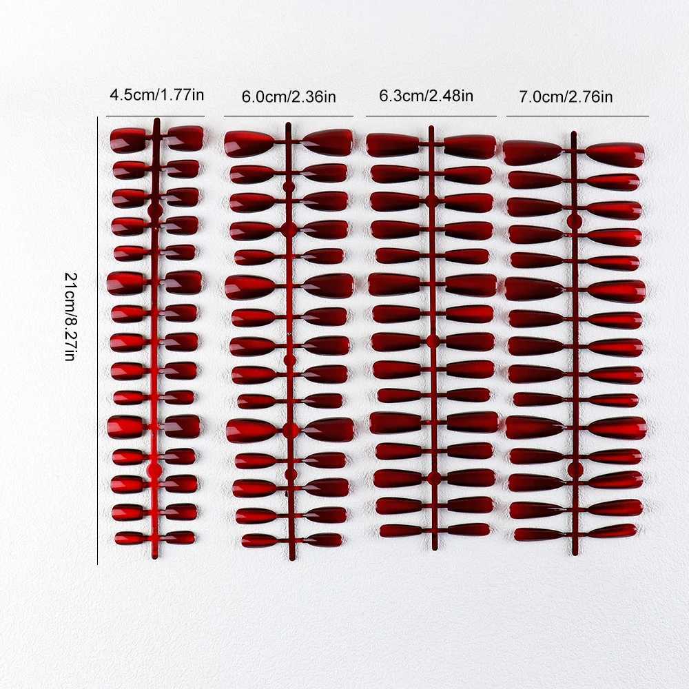 30 pcs Red Magnet Cat Eye Fake Nails Almond In Coffin Glossy False Nails Square Fake Nails Reusable Full Cover Nail TipsW250120