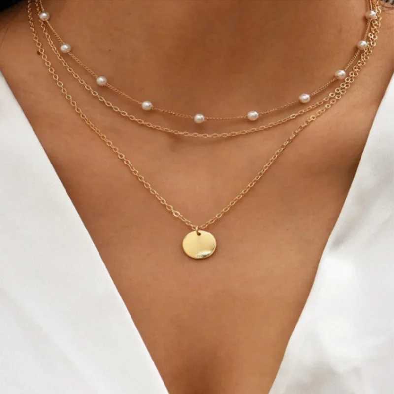 XINYI Simple Pearl Choker Necklaces for Women Fashion Double Layer Chain Small Love Heart Pendant Necklace Jewelry GiftsXJ250121