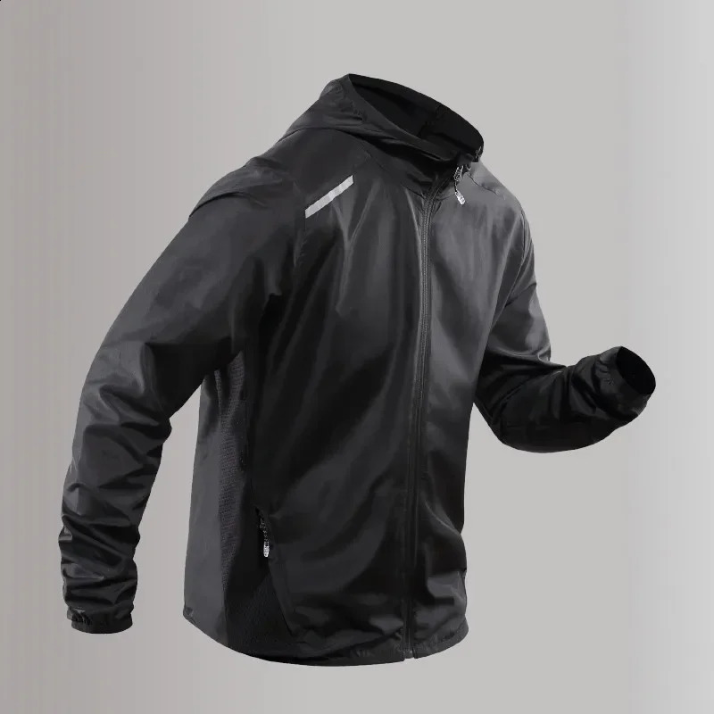 Running Jacket Spring Reflective Gym Hooded Men Coat Jogging Gradient Color Sportswear Breathable Male 250122
